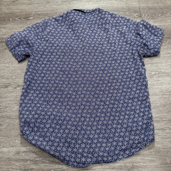 Salt Valley Shirt Mens‎ Large Blue Geometric Vintage Cotton Short Sleeve Button - Picture 8 of 11